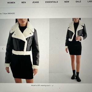 Cropped Sherpa Lined Leather Jacket